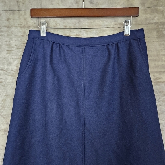 Vintage 1980s Navy Blue Skirt Levi Strauss & Co Levis A-line Preppy Office 80s - Picture 15 of 17